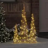 Prolenta Maison Exclusive - Kerstboom, 3 stuks, 90 LED's, warm wit licht, 20 x 20 x 80 cm, PET