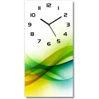 Tulup Wandklok - Golfabstractie Klok Glas Met Opdruk - 30x60 cm - Veelkleurig Moderne Wandklok Glas - Zwarte handen - Rechthoekige Klok - Decoratieve Glazen Klok - Glazen Wandklok Design