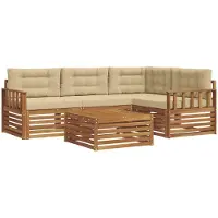 vidaXL Buiten bank set 5 st Natuurlijk en Beige