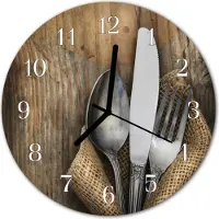 Tulup Wandklok - Bestek Wandklok Glas Decoratie - 30fi cm - Bruin Gekleurde Glazen Klok - Witte Handen - Ronde Wandklok - Moderne Wandklok Glas - Wandklok Glas Decoratie