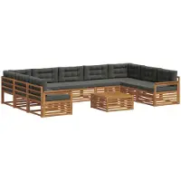 vidaXL Buiten bank set met kussen 10 pcs Natuurlijk en Antraciet