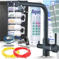 ARI Professionele keukenmengkraan Venom 1 met aansluiting voor waterfilter, twee uitlopen, 360° draaibaar, zwart chroom