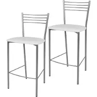 STOCK LINE t m c s Tommychairs - Set van 2 moderne barkrukken ELENA, geschikt voor keuken en eetkamer, met een stevig frame van gelakt staal, kleur: aluminium, beklede zitting met kunstleer in de kleur wit