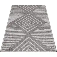 Ayyildiz Hali Buitentapijt, weerbestendig, rechthoekig, 200x290 cm, grijs, geschikt voor camping, tuin of binnen, met gestreept design