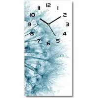 Tulup Wandklok - Paardebloem Moderne Wandklok Glas - 30x60 cm - Grijs Wandklok Glas Decoratie - Zwarte handen - Rechthoekige Klok - Glazen Wandklok Design - Klok Glas Met Opdruk
