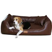 Tierlando Orthopedisch hondenbed Maddox, kunstleer, hondenbank, middelgroot, voor grote honden, hondenbank XL XXL - Afmetingen: 120x85 cm | Kleur: 01 Bruin