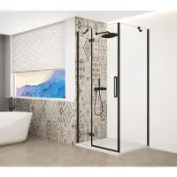 Gelco Trinity Black rechthoekig scherm 1200x900mm, helder glas, links
