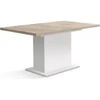 Syfax Eettafel ELARA, uitschuifbaar, rechthoekig, eikenhout/matwit, 160-200 x 90 x 76 cm, geschikt voor 8 personen