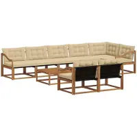 vidaXL Buiten bank set 9 st Natuurlijk en Beige