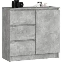 Akord Ladekast JERRY met 3 Lades en 2 Deuren / Furniture Factory / Beton Grijs / 80 x 77 x 35 cm