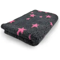 Vetbed Stars - Antraciet en Fuchsia - Antislip Hondenmat - 100 x 75 cm - Benchmat - Hondenkleed - Voor Honden - Machine Wasbaar - Droogloopmat