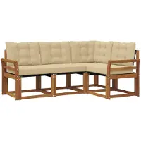 vidaXL Buiten bank set 4 st Natuurlijk en Beige
