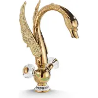 ARI Wasbakmengkraan SWAN, met hendel, keramische cartridge, perlator, vergulde messing