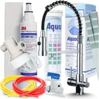 ARI Professionele keukenmengkraan Solid Spring met aansluiting voor waterfilter, twee uitlopen, 360 graden draaibaar en keramische cartridge, chroom