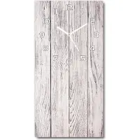 Tulup Wandklok - Houten muur Wandklok Glas Decoratie - 30x60 cm - Beige Gekleurde Glazen Klok - Witte handen - Rechthoekige Klok - Klok Glas Met Opdruk - Moderne Wandklok Glas