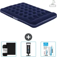Bestway opblaasbare luchtbed - Frans bed - 137 x 191 x 28 cm - Blauw - Inclusief accessoires