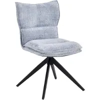 Duhome eettafelstoel van chenille, 360° draaibaar, stoel met automatische terugschuiffunctie, gestoffeerde stoel voor eetkamer, keuken of woonkamer, blauw