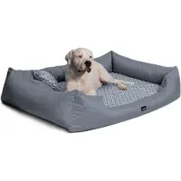 Tierlando Orthopedisch hondenbed ELLEN, polyester, ruitpatroon, maat L-XXXL - Afmetingen: 110x90 cm | Kleur: 06 Grijs