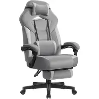 Songmics Ergonomische bureaustoel met voetsteun, Leigrijze + duifgrijze