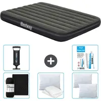 Bestway opblaasbare luchtbed - Frans bed - 137 x 191 x 25 cm - Groen - Inclusief bijbehorend accessoires