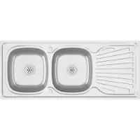 Syfax Gootsteen dubbele bak 1200x600x155 mm roestvrij staal zilver