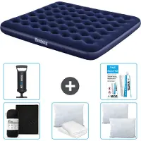 Bestway opblaasbare luchtbed – voor 2 personen – 183 x 203 x 22 cm – blauw – inclusief accessoires