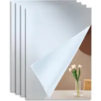 Markenlos Wanddecoratie – Vochtbestendige, zelfklevende spiegeltjes, breukbestendig, set van 4, formaat A4.