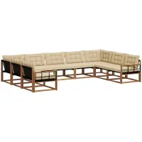 vidaXL Buiten bank set 9 st Natuurlijk en Beige