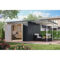 Karibu Tuinhuis van metaal, metalen tuinhuis, IRIDIUM 3,5, metalen tuinhuis, antraciet, 497x292x213 cm