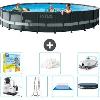 Intex Ronde Ultra XTR Frame Zwembad – 610 x 122 cm – inclusief pomp, ladder, bodemzeil, afdekking, onderhoudspakket, filterballen en stofzuiger