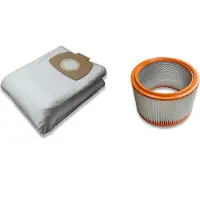 Kallefornia 5 stofzuigzakken + 1 wasbaar filter voor Hilti VCU40 VCU 40 filterelement