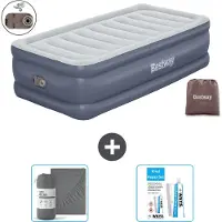 Bestway opblaasbare luchtbed - 1 persoon - 97 x 191 x 51 cm - Grijs - Inclusief accessoires