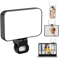 Zelurxx Draagbare selfie-lamp, met 3 kleurtemperaturen, 10 helderheidsniveaus, een 2000mAh batterij en Type-C opladen