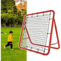 JOIEYOU Terugkaatsbord voor kinder voetbaltraining, 100x100cm, inklapbaar voetbaldoelnet met 4 verstelbare standen, sportterugslagwand, geschikt voor voetbal, handbal, volleybal en basketbal