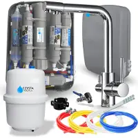 ARI Waterfilter onder de gootsteen RO7 Slim met keukenmengkraan Venom, omgekeerde osmose met 7 stappen, mineralisatie en ionisatie, chroom