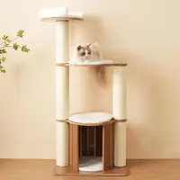 Zimilo Kraboom voor katten, 135 cm, XXL-stam van 12 cm, 3 niveaus, met kattenhuis en afneembare kussens, vochtbestendig, met antikippbescherming, grote klimboom