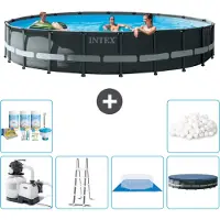 Intex Ronde Ultra XTR Frame Zwembad – 610 x 122 cm – inclusief pomp, ladder, bodemzeil, afdekking en onderhoudspakket met filterballen