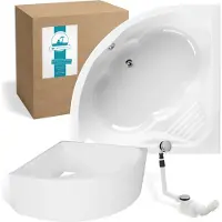 Calmwaters Curved Wellness - Badkuip - 150 x 150 cm - Set badkuipdragers