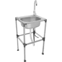 Easybuy Keukenwastafel, roestvrijstalen wastafel, professionele wastafel, losstaande roestvrijstalen wastafel, zilverkleurig, maximaal 60 kg