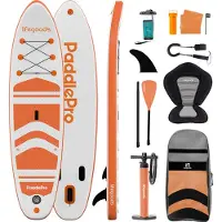 LifeGoods PaddlePro SUP Board - met Zitje - Opblaasbaar Paddle Board - Complete Set - Max. 135KG - 320x81cm - Wit/Oranje