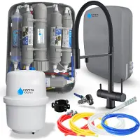 ARI Waterfilter voor onder de gootsteen, RO7 Slim, 7-traps filtratie, omgekeerde osmose 75 GPD, mineralisatie en ionisatie, zwart, mat