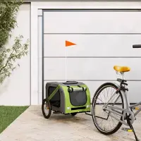 Prolenta Maison Exclusive - Fietsaanhanger voor honden, groen en grijs. Gemaakt van Oxford-stof en metaal