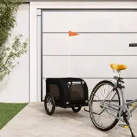 Prolenta Maison Exclusive - Fietsaanhanger voor honden, zwart, gemaakt van Oxford-stof en metaal