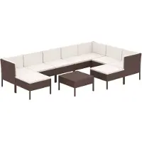 vidaXL 10-delige Loungeset met kussens poly rattan bruin