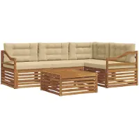 vidaXL Buiten bank set 5 st Natuurlijk en Beige