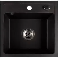 QLS Spoelbak 44x44 cm, graniet, met sifon Bella, zwart metallic, 1 spoelbak, model 11184