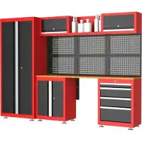 RESSER LUXTOM | Werkplaatsset met lades, 13-delig, werkbank, inrichting voor garage/werkplaats, gereedschapskast