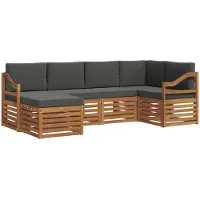 vidaXL Buiten bank set 6 st Natuurlijk en Antraciet Polyester