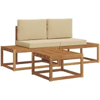 vidaXL Buiten bank set 3 st Naturel Massief Acacia Hout en Polyester