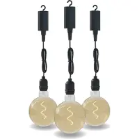 Calex Hanglamp voor buiten - 3 Stuks - Pendel Buitenverlichting op batterij - Goud - Filament Lichtbron - Zwart - Sierlamp - Decoratief - 4 lumen Zachte lichtoutput